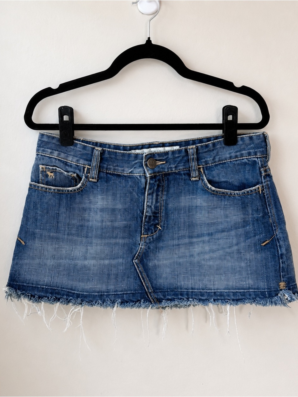 Vintage Y2K Abercrombie & Fitch Denim Mini Skirt Raw Hem-Size 8